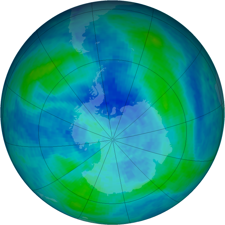 Antarctic ozone map for 05 March 1994